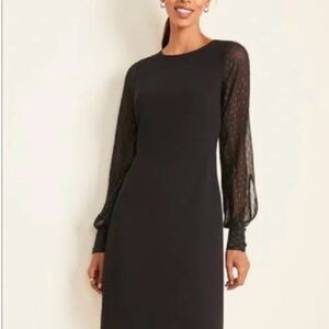 Ann Taylor Dress with Sheer Metallic Statement Sleeves - minimalist